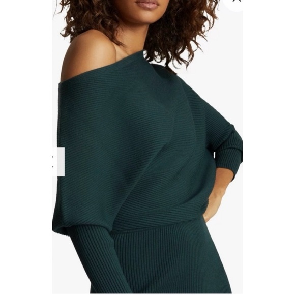 Sold ***Reiss Lara off the shoulder midi dress large green - Picture 2 of 6